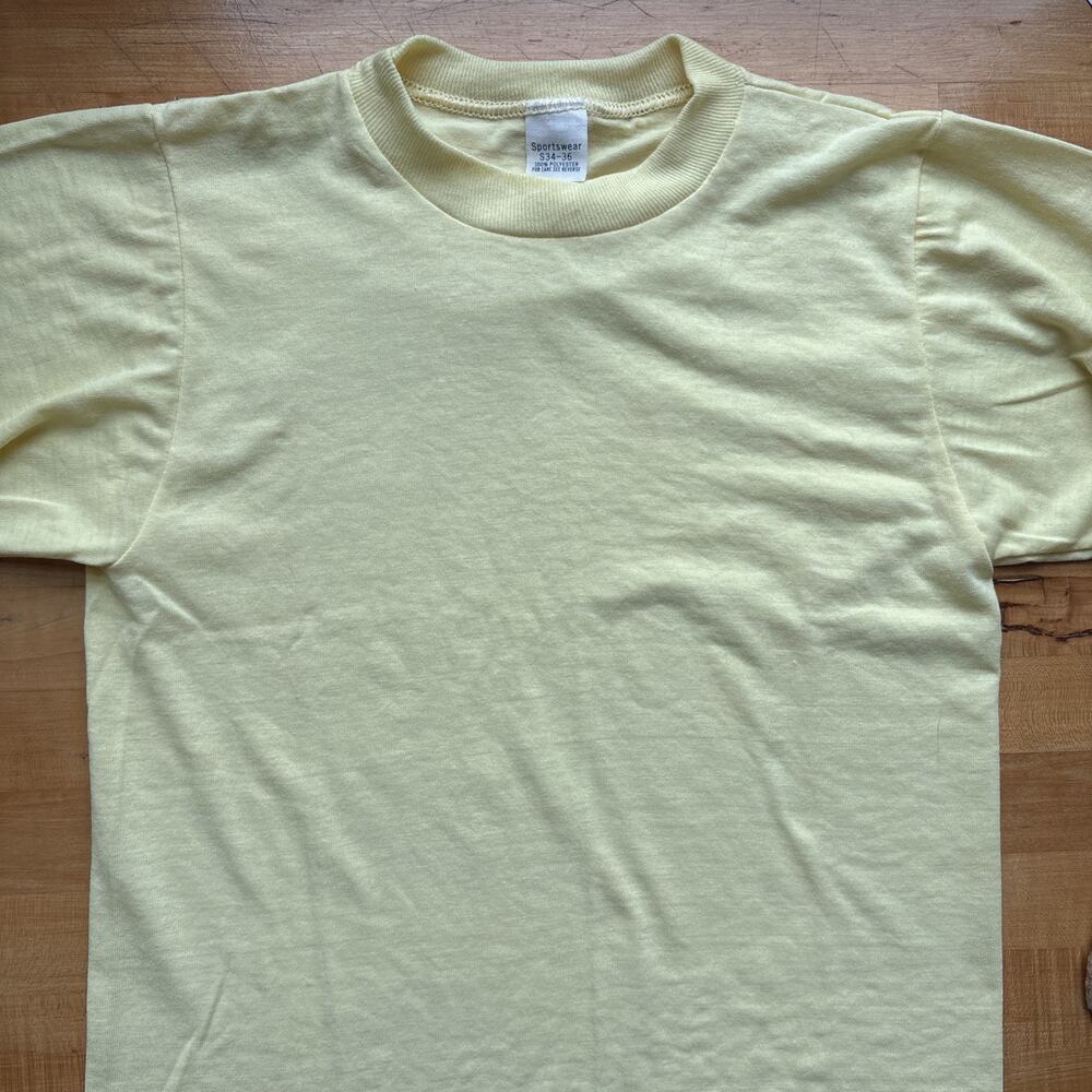 Deadstock 70s 80s Vintage Sportswear T Shirt 100% Polyester Yellow SZ Small NOS
